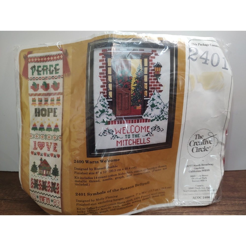 The Creative Circle Kit 2401 "Symbols of the Season Bellpull" Embroidery Kit NOS